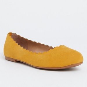 Torrid Mustard Yellow Faux Suede Scalloped Flat